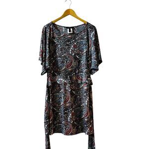 Bcbgmaxazria Paisley Print Dolman Sleeve Dress Size M Medium